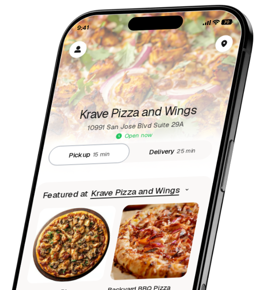 Krave Pizza and Wings app preview